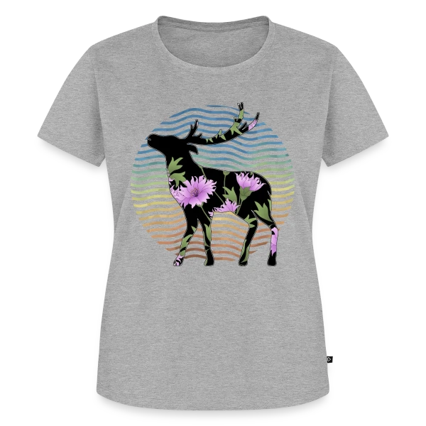Maquette de T-shirt Premium bio Femme « Cerf Majestueux » à personnaliser