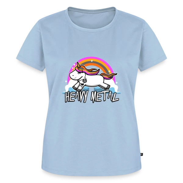 Maquette de T-shirt Premium bio Femme « Licorne Heavy Metal Rockeuse » à personnaliser