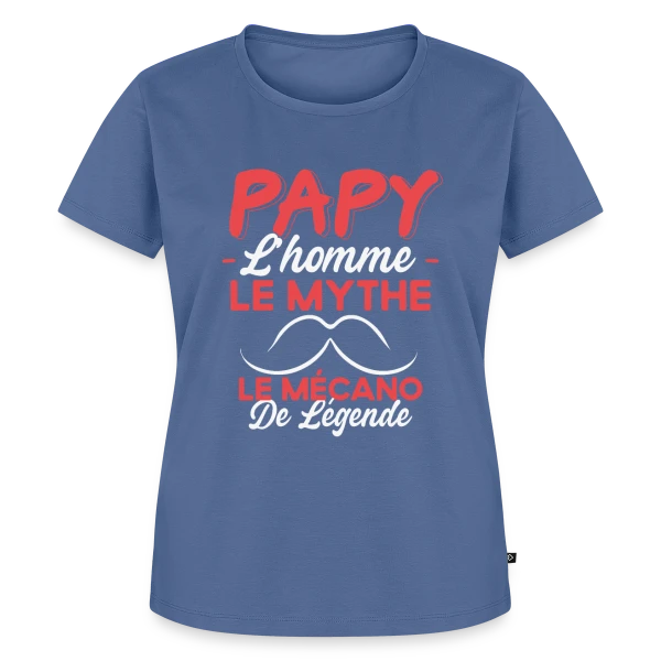 Maquette de T-shirt Premium bio Femme « Papy Mécanicien de Légende - Humour Cadeau Passion Moteur » à personnaliser