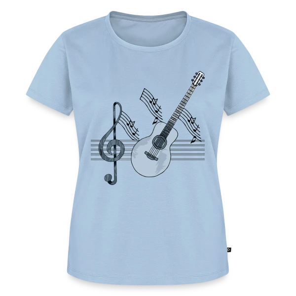Maquette de T-shirt Premium bio Femme « Mélodie Guitare » à personnaliser