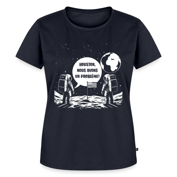 Maquette de T-shirt Premium bio Femme « Houston, Nous avons un Problème - Citation Spatiale » à personnaliser