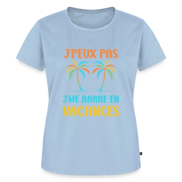 Maquette de T-shirt Premium bio Femme « J'peux Pas, Vacances ! » à personnaliser