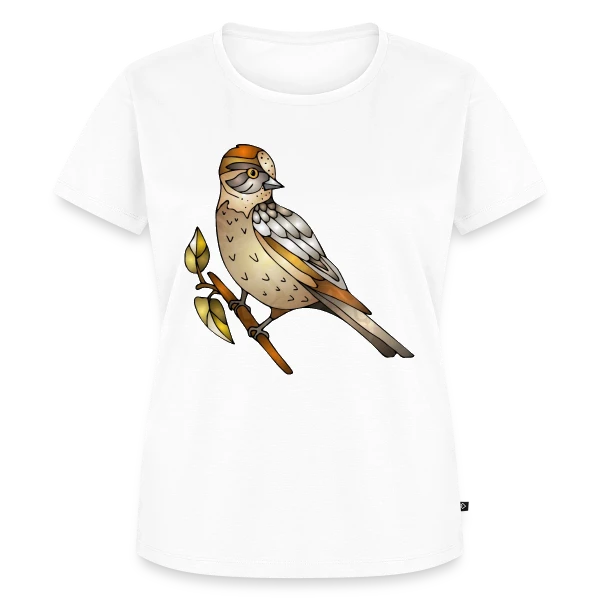 Maquette de T-shirt Premium bio Femme « L'Oiseau Arc-en-ciel » à personnaliser