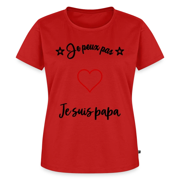 Maquette de T-shirt Premium bio Femme « Cœur Papa : Je t'aime Super Papa » à personnaliser