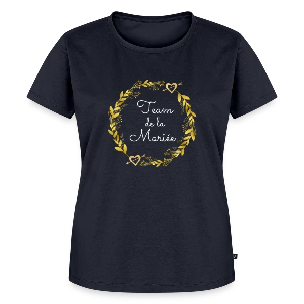 Maquette de T-shirt Premium bio Femme « Team de la Mariée EVJF : T-shirt Couronne de Fleurs pour Enterrement de Vie de Jeune Fille » à personnaliser