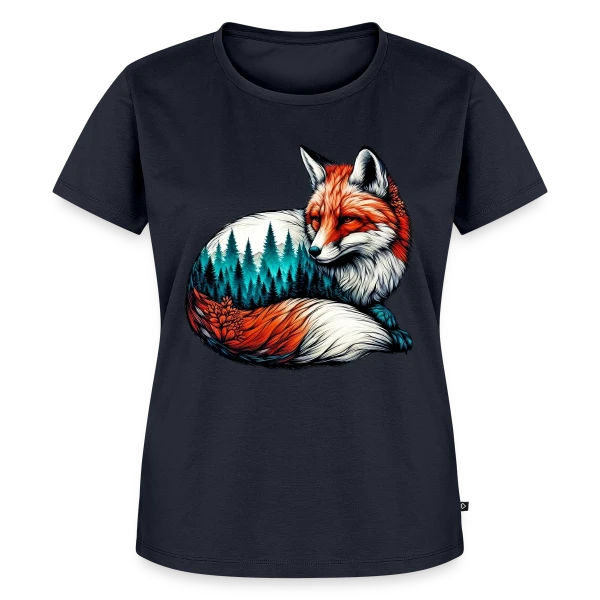 Maquette de T-shirt Premium bio Femme « Renard Forêt Enchantée » à personnaliser