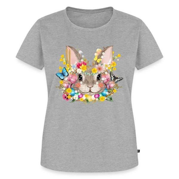 Maquette de T-shirt Premium bio Femme « Lapin de Pâques Enchanté » à personnaliser