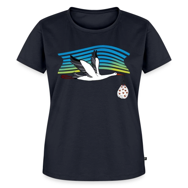Maquette de T-shirt Premium bio Femme « Cigogne Majestueuse » à personnaliser