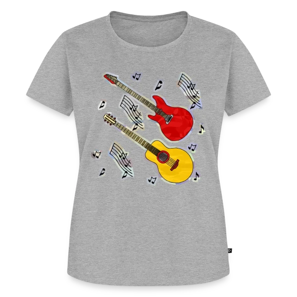 Maquette de T-shirt Premium bio Femme « Mélodie Guitare Vintage » à personnaliser