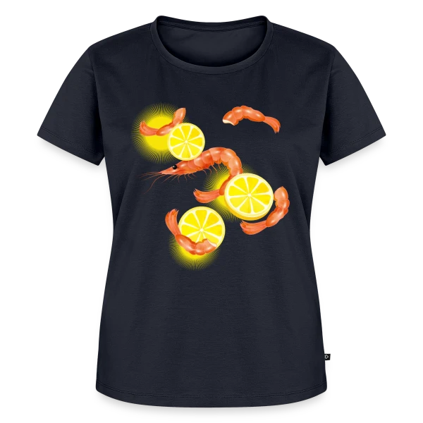 Maquette de T-shirt Premium bio Femme « Crevettes et Citron Frais » à personnaliser