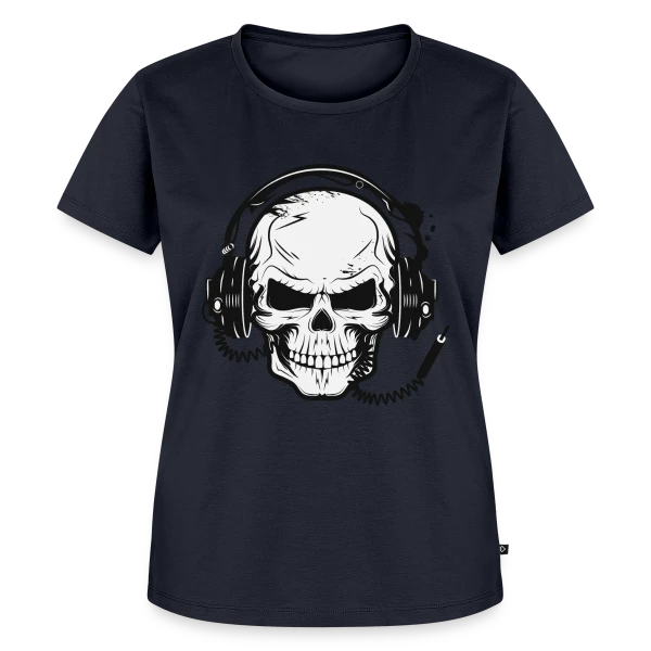 Maquette de T-shirt Premium bio Femme « Tête de Mort Casque Audio - Esprit Rock » à personnaliser
