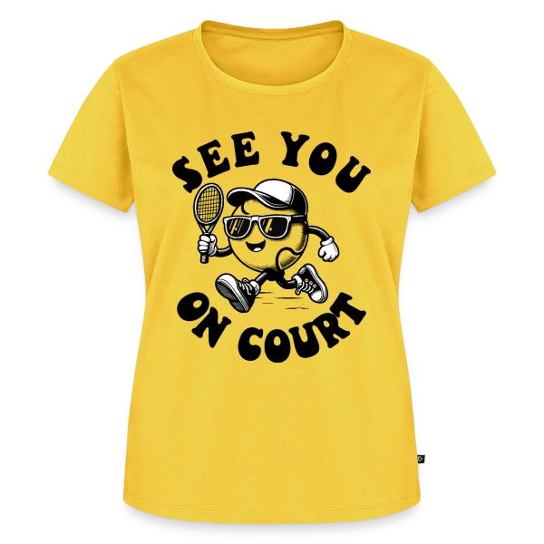 Maquette de T-shirt Premium bio Femme « Rendez-vous sur le Court : Design Tennis » à personnaliser
