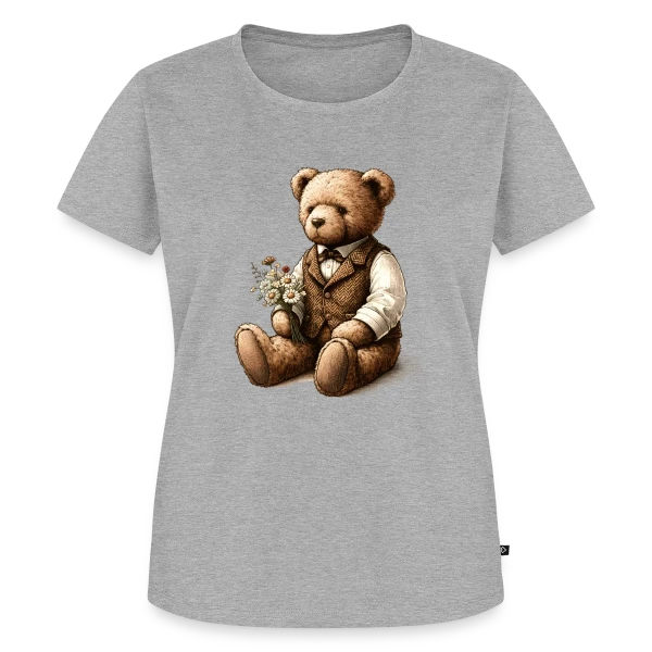 Maquette de T-shirt Premium bio Femme « Teddy Vintage Fleuri: Douce Nostalgie » à personnaliser