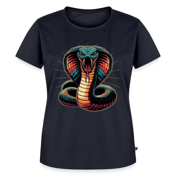 Maquette de T-shirt Premium bio Femme « Cobra Royal Éclatant : Style Dynamique et Vives Couleurs » à personnaliser