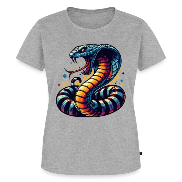 Maquette de T-shirt Premium bio Femme « Cobra Vibrant : Style Sauvage et Énergique » à personnaliser