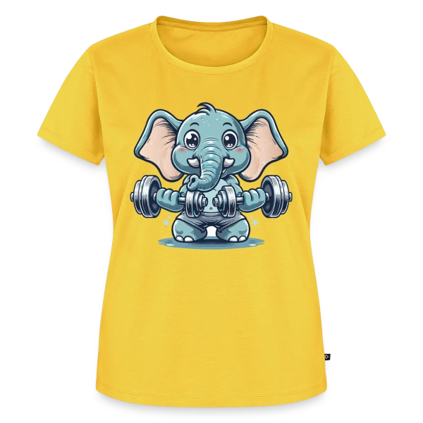 Maquette de T-shirt Premium bio Femme « L'Éléphant Sportif Rigolo » à personnaliser