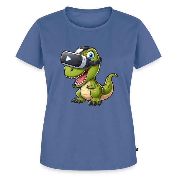 Maquette de T-shirt Premium bio Femme « Dino T-Rex en Réalité Virtuelle – Humour Geek » à personnaliser