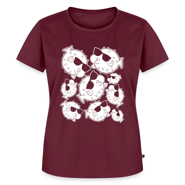 Maquette de T-shirt Premium bio Femme « Poisson Globe Lunettes Cool » à personnaliser
