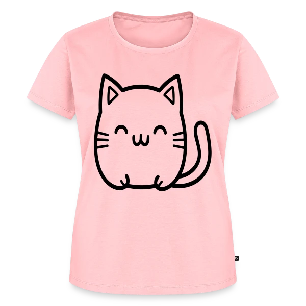 Maquette de T-shirt Premium bio Femme « Chat Kawaii Souriant » à personnaliser