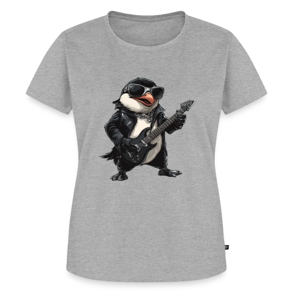 Maquette de T-shirt Premium bio Femme « Pinguin Rocker Guitariste Heavy Metal » à personnaliser