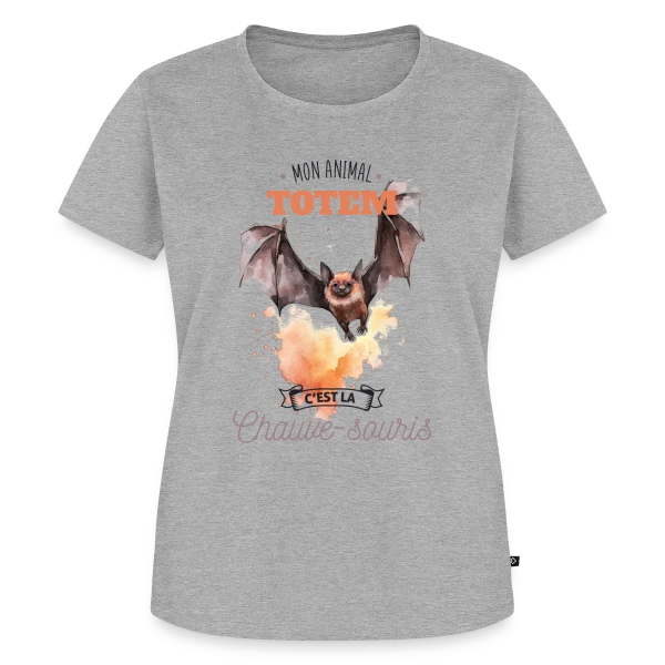 Maquette de T-shirt Premium bio Femme « Chauve-souris Mon Animal Totem » à personnaliser