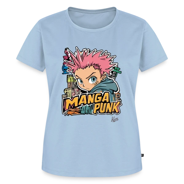 Maquette de T-shirt Premium bio Femme « Explosion Manga Punk Japonais » à personnaliser