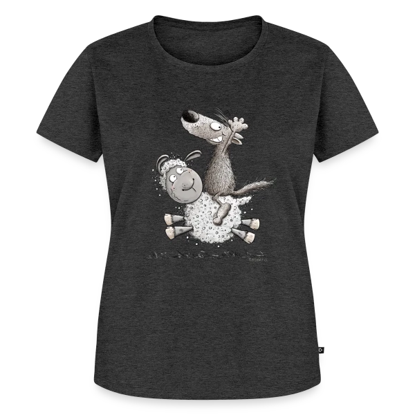 Maquette de T-shirt Premium bio Femme « Loup Cavalier & Mouton Rigolo » à personnaliser