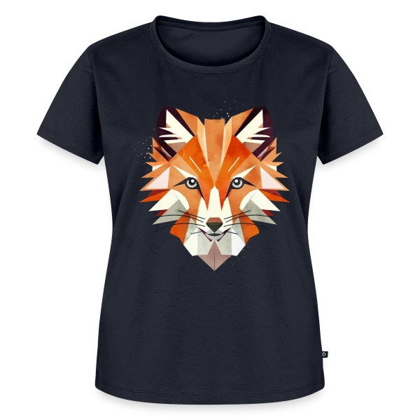 Maquette de T-shirt Premium bio Femme « Renard Géométrique Éclatant » à personnaliser