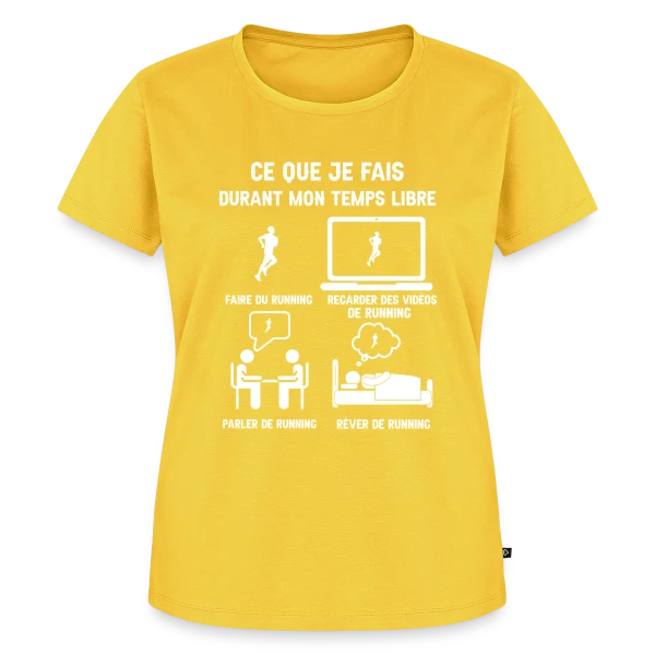 Maquette de T-shirt Premium bio Femme « Mon Temps Libre ? Je Fais du Running ! » à personnaliser