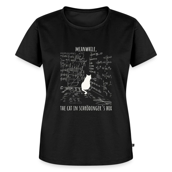 Maquette de T-shirt Premium bio Femme « Humour de Schrödinger | Chat Quantique » à personnaliser