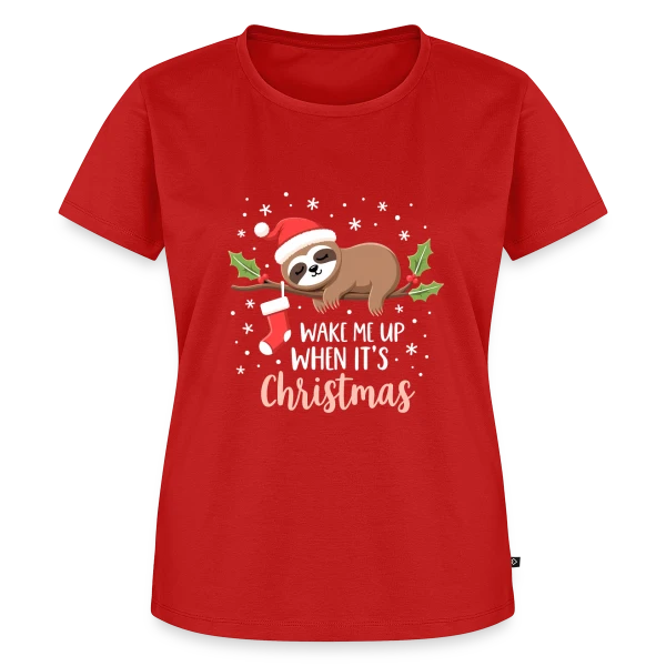 Maquette de T-shirt Premium bio Femme « Noël Paresseux Endormi - Réveille-moi pour Noël » à personnaliser
