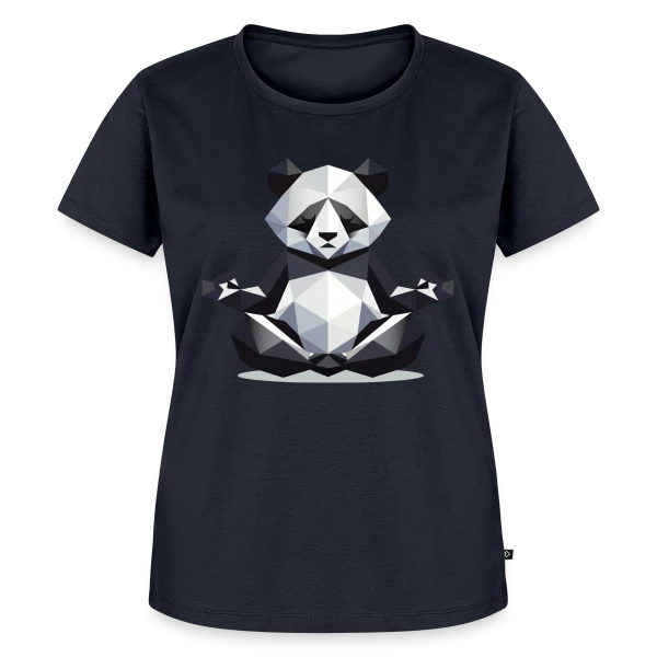Maquette de T-shirt Premium bio Femme « Panda Zen Géométrique : Harmonie Minimaliste » à personnaliser