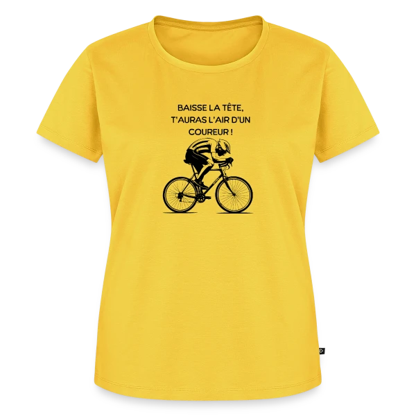 Maquette de T-shirt Premium bio Femme « Cyclisme Humour - Design Minimaliste Vélo » à personnaliser