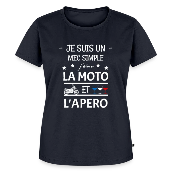 Maquette de T-shirt Premium bio Femme « Moto & Apéro : L'Esprit Motard » à personnaliser