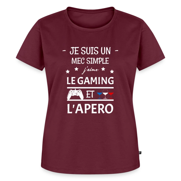 Maquette de T-shirt Premium bio Femme « Apéro Gaming : Humour Entre Copains » à personnaliser