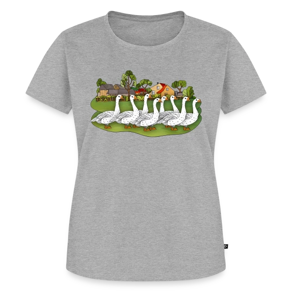 Maquette de T-shirt Premium bio Femme « L'Oie Élégante » à personnaliser