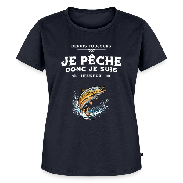 Maquette de T-shirt Premium bio Femme « Pêche & Bonheur : Le T-shirt Coloré » à personnaliser