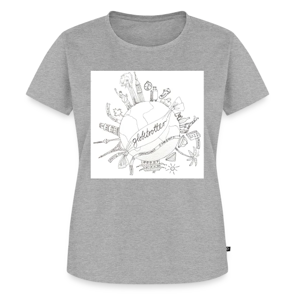 Maquette de T-shirt Premium bio Femme « Globe Voyageur Dessin » à personnaliser