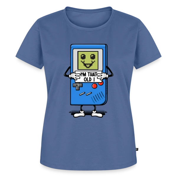 Maquette de T-shirt Premium bio Femme « Vieux comme une console rétro » à personnaliser