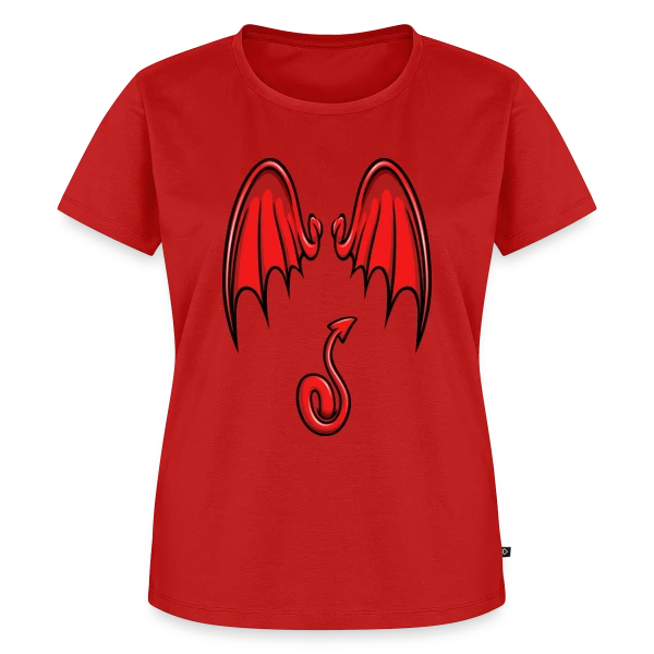 Maquette de T-shirt Premium bio Femme « Ailes & Queue de Diable Cartoon » à personnaliser