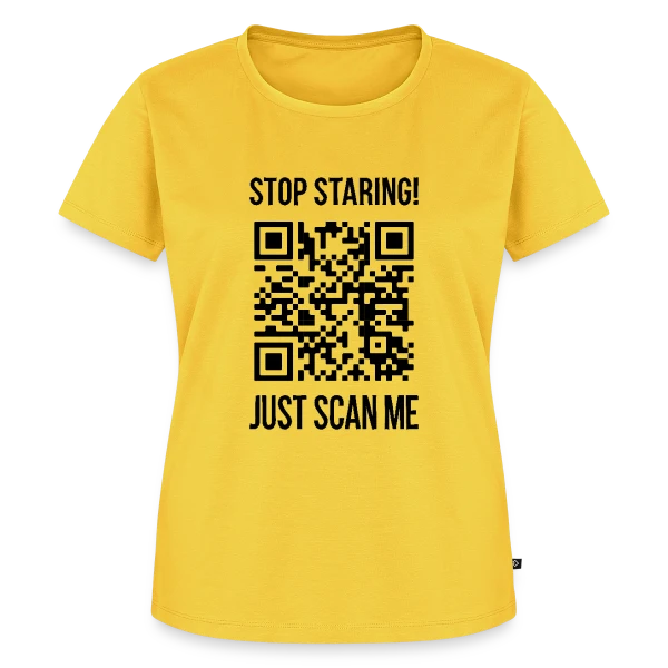 Maquette de T-shirt Premium bio Femme « QR Code Gentillesse : Scanne et Sois Bienveillant » à personnaliser