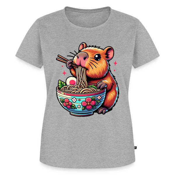 Maquette de T-shirt Premium bio Femme « Capybara Mignon Ramen » à personnaliser