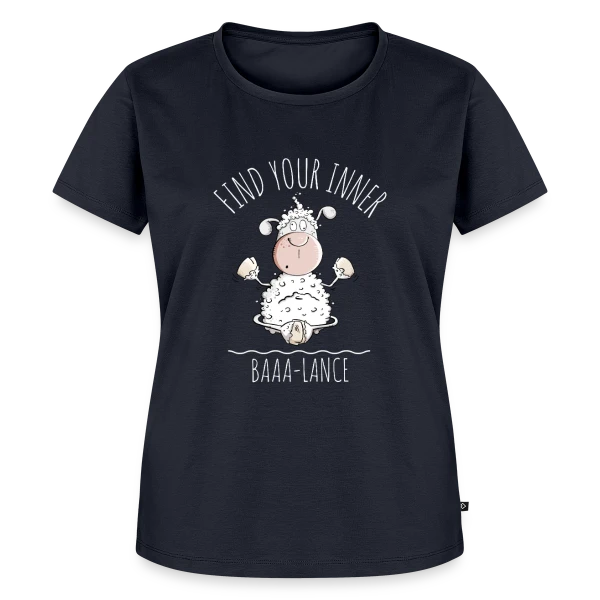 Maquette de T-shirt Premium bio Femme « Mouton Yoga 'Baaa-Lance' - L'Équilibre Zen » à personnaliser