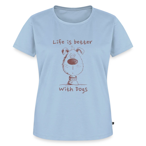 Maquette de T-shirt Premium bio Femme « Life Is Better With Dogs - Chien cartoon monochrome » à personnaliser