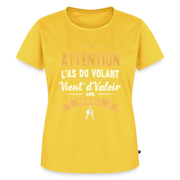 Maquette de T-shirt Premium bio Femme « Humour Jeune Conducteur - Mon Permis en Poche » à personnaliser