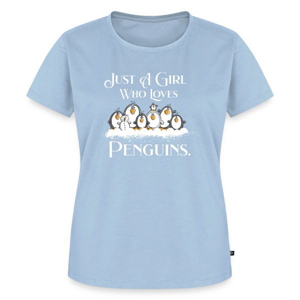 Maquette de T-shirt Premium bio Femme « Juste une fille qui adore les pingouins - T-shirt humour » à personnaliser