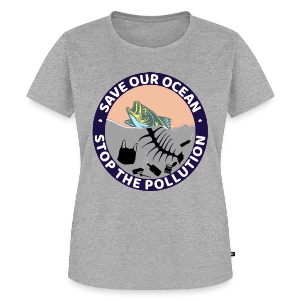 Maquette de T-shirt Premium bio Femme « Stop Pollution Océanique » à personnaliser