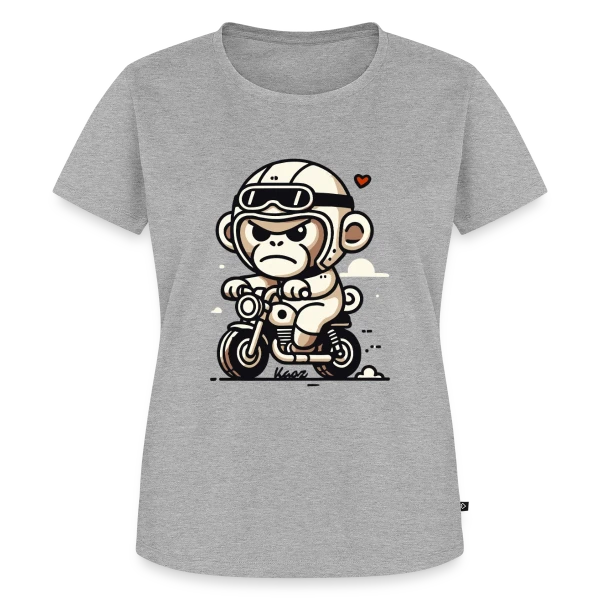 Maquette de T-shirt Premium bio Femme « Singe Motard Aventure » à personnaliser