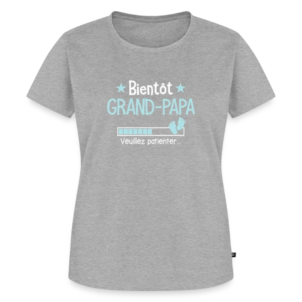 Maquette de T-shirt Premium bio Femme « Bientôt Grand-Papy : Annonce de Grossesse Humour » à personnaliser