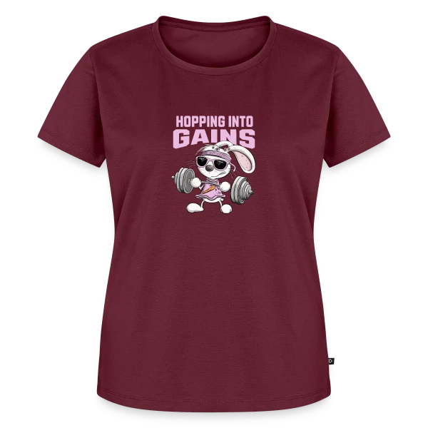 Maquette de T-shirt Premium bio Femme « Lapin Musculation - Puissance Carottes » à personnaliser